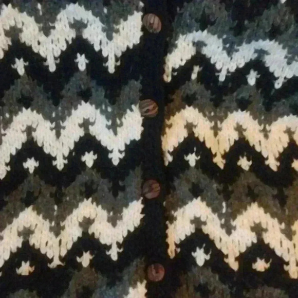 Del Mundo Handmade 100% Ecuador Wool Loose Knit Cardigan Size XL Nordic - Picture 8 of 8